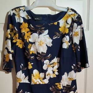 Alyx Women's Floral dress - Navy and Yellow